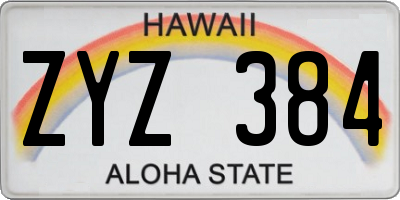 HI license plate ZYZ384