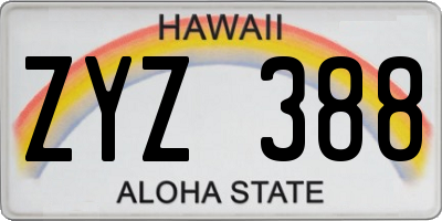 HI license plate ZYZ388