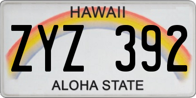 HI license plate ZYZ392