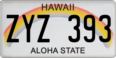 HI license plate ZYZ393