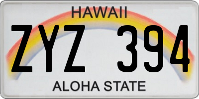 HI license plate ZYZ394