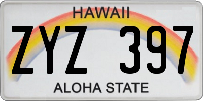 HI license plate ZYZ397