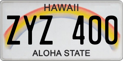 HI license plate ZYZ400