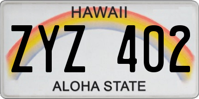 HI license plate ZYZ402