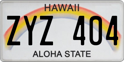 HI license plate ZYZ404