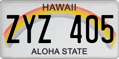 HI license plate ZYZ405