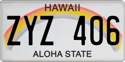 HI license plate ZYZ406