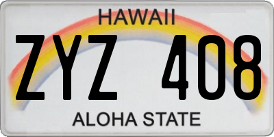 HI license plate ZYZ408