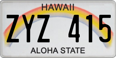 HI license plate ZYZ415