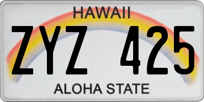 HI license plate ZYZ425