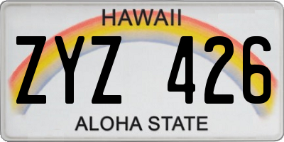 HI license plate ZYZ426