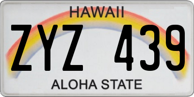 HI license plate ZYZ439