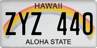 HI license plate ZYZ440