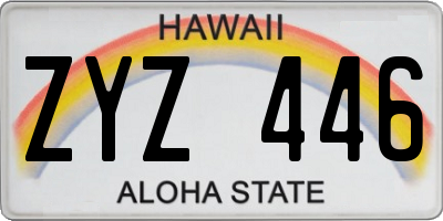 HI license plate ZYZ446