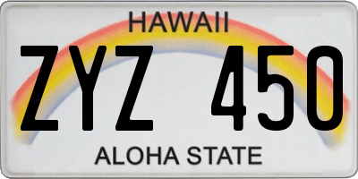 HI license plate ZYZ450