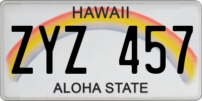 HI license plate ZYZ457