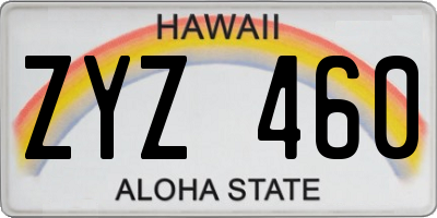HI license plate ZYZ460