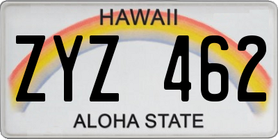 HI license plate ZYZ462