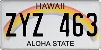 HI license plate ZYZ463