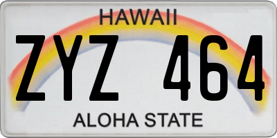 HI license plate ZYZ464