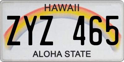 HI license plate ZYZ465