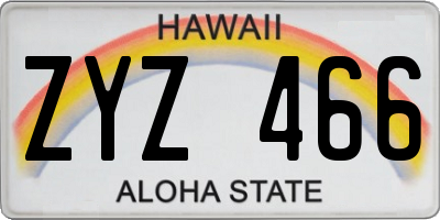 HI license plate ZYZ466