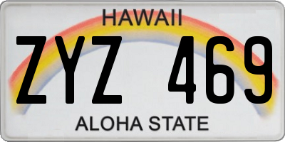 HI license plate ZYZ469