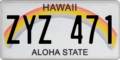 HI license plate ZYZ471