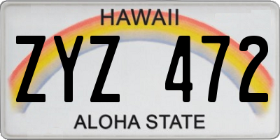 HI license plate ZYZ472