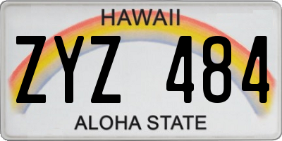 HI license plate ZYZ484