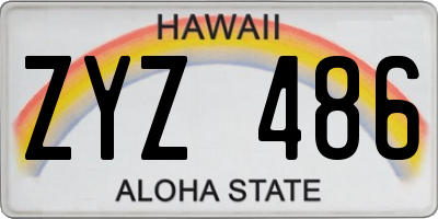 HI license plate ZYZ486