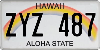 HI license plate ZYZ487
