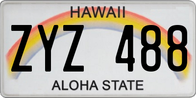 HI license plate ZYZ488