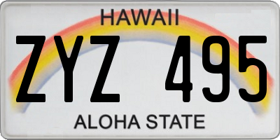 HI license plate ZYZ495