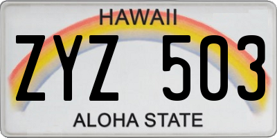 HI license plate ZYZ503