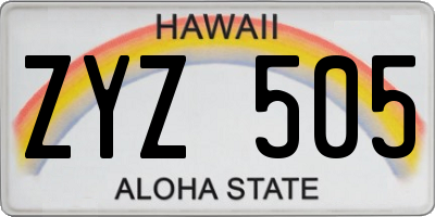 HI license plate ZYZ505