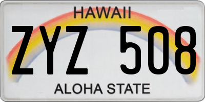 HI license plate ZYZ508