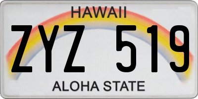 HI license plate ZYZ519