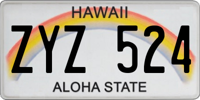 HI license plate ZYZ524
