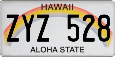 HI license plate ZYZ528