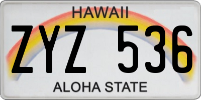 HI license plate ZYZ536