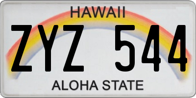 HI license plate ZYZ544