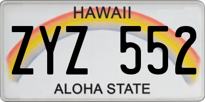 HI license plate ZYZ552