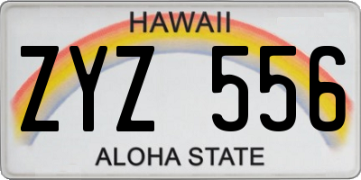 HI license plate ZYZ556