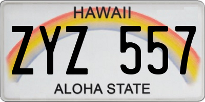 HI license plate ZYZ557