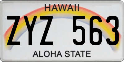 HI license plate ZYZ563