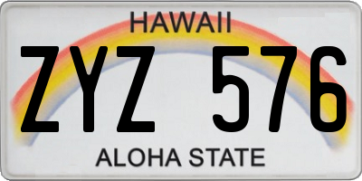 HI license plate ZYZ576