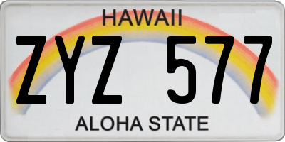 HI license plate ZYZ577