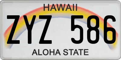HI license plate ZYZ586
