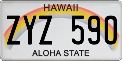 HI license plate ZYZ590